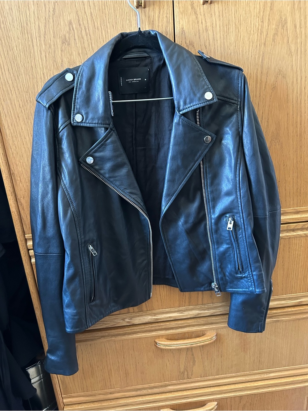 Lucky Brand Black Leather Asymmetrical Moto Jacket
